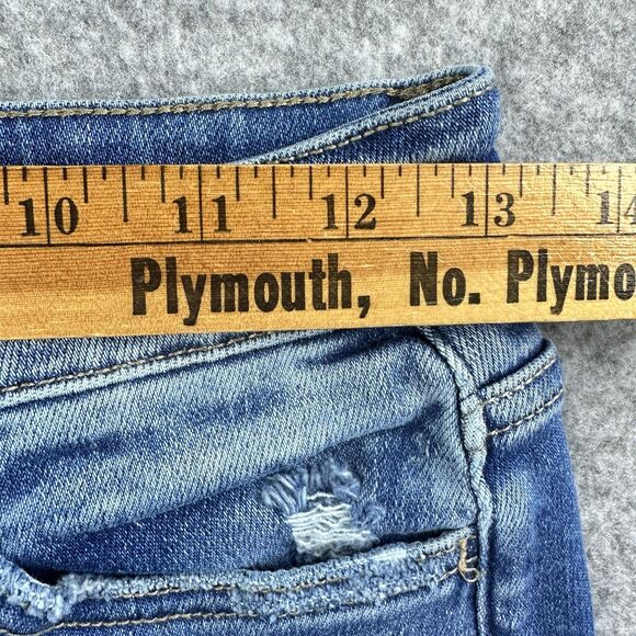 Vervet Blue Distressed Jeans Womens 27 Button Fly Slim Ankle Medium Wash Stretch - Picture 7 of 13